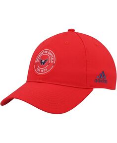 Мужская красная регулируемая кепка Washington Capitals Team Circle с напуском adidas