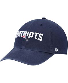 Мужская темно-синяя регулируемая шляпа с альтернативным логотипом New England Patriots Clean Up &apos;47 Brand