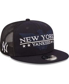 Мужская темно-синяя черная кепка New York Yankees Patriot Trucker 9Fifty Snapback New Era