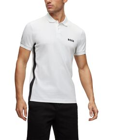 Мужская рубашка-поло узкого кроя с логотипом Hugo Boss