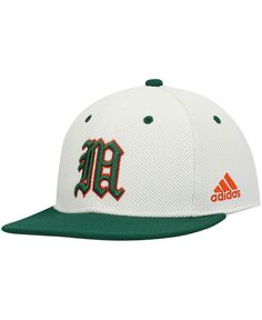 Мужская кремовая, зеленая бейсбольная бейсболка Miami Hurricanes adidas