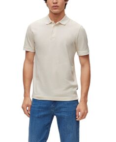 Мужская рубашка-поло приталенного кроя из мерсеризованного хлопка с сотовой структурой Hugo Boss