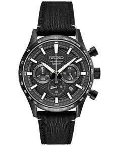 Мужские часы с хронографом Essentials, черный нейлоновый ремешок, 43 мм Seiko