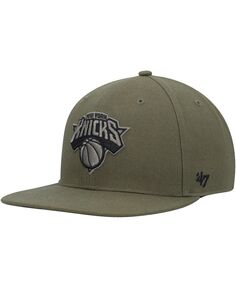 Мужская оливковая кепка с камуфляжным принтом New York Knicks Ballpark Captain Snapback &apos;47 Brand