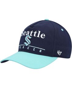 Мужская регулируемая бейсболка Snapback темно-синего, голубого цвета Seattle Kraken Super Hitch &apos;47 Brand