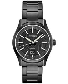 Мужские часы Essentials из нержавеющей стали с черным ионным покрытием, браслет, 40 мм Seiko