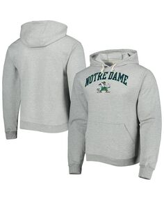 Мужской флисовый пуловер с капюшоном серого цвета Хизер Нотр-Дам Fighting Irish Arch Essential League Collegiate Wear