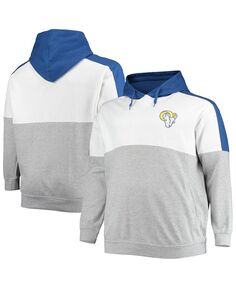 Мужской пуловер с капюшоном и логотипом Los Angeles Rams Big and Tall Team Royal, серо-бежевого цвета Profile