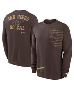 Мужской коричневый флисовый пуловер San Diego Padres Statement свитшот с мячом Nike