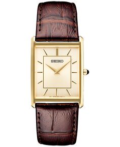 Мужские часы Essentials с коричневым кожаным ремешком, 29 мм Seiko