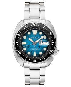 Мужские часы Prospex Blue Manta Ray Diver с браслетом из нержавеющей стали, 45 мм, специальная серия Seiko