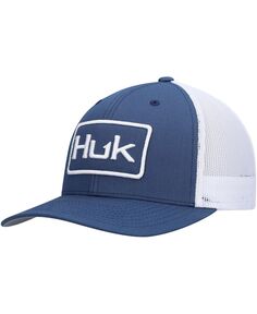 Мужская темно-синяя, белая однотонная кепка Trucker Snapback Huk