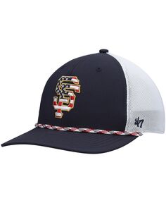 Мужская темно-синяя, белая шляпа &apos;47 San Francisco Giants Flag Fill Trucker Snapback &apos;47 Brand