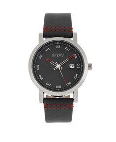 Кварцевые часы The 5300 с черным циферблатом, натуральная черная кожа, 40 мм Simplify