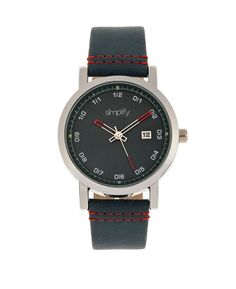 Кварцевые часы The 5300 с черным циферблатом, натуральная синяя кожа, 40 мм Simplify