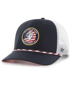 Мужская темно-синяя, белая регулируемая шляпа с нашивкой Los Angeles Rams Union Trucker &apos;47 Brand