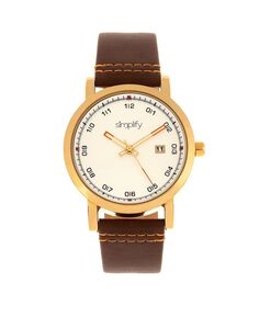 Кварцевые часы The 5300 Gold Case, натуральная коричневая кожа, 40 мм Simplify