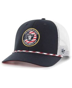 Мужская темно-синяя, белая регулируемая шляпа с нашивкой Las Vegas Raiders Union Trucker &apos;47 Brand