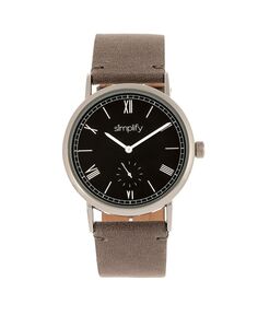 Кварцевые часы The 5100 с черным циферблатом, натуральная темно-серая кожа, 40 мм Simplify