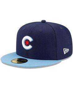Мужская темно-синяя, голубая приталенная шляпа Chicago Cubs 2021 City Connect 59FIFTY New Era