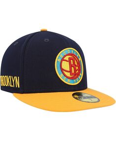 Мужская темно-синяя, золотистая приталенная шляпа Brooklyn Nets Midnight 59FIFTY New Era