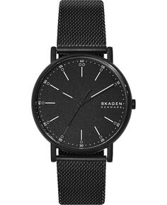 Мужские часы Signatur, черные часы с сетчатым браслетом из нержавеющей стали, 40 мм Skagen