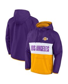 Мужская фирменная фиолетово-золотая толстовка с капюшоном с молнией на четверть реглан, лидер команды Los Angeles Lakers, культовый анорак с цветными блоками Fanatics