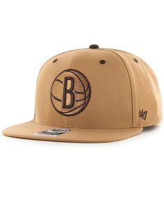 Мужская светло-коричневая кепка Brooklyn Nets Toffee Captain Snapback &apos;47 Brand