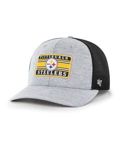 Мужская серо-черная кепка Pittsburgh Steelers Motivator Flex с принтом меланжевого цвета &apos;47 Brand