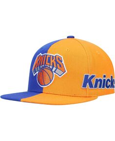 Мужская сине-оранжевая кепка New York Knicks Team Half and Half Snapback Mitchell &amp; Ness