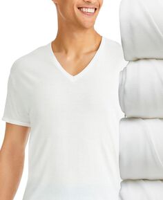 Мужской Ultimate, 4 шт. Влагоотводящие эластичные футболки с V-образным вырезом Hanes