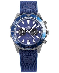 Мужские часы с двумя часовыми поясами Skipper, синий силиконовый ремешок, 44 мм Strumento Marino