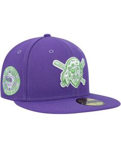 Мужская фиолетовая приталенная шляпа Pittsburgh Pirates Lime 59FIFTY New Era