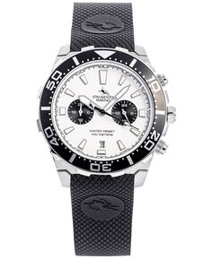 Мужские часы Skipper с двумя часовыми поясами, черный силиконовый ремешок, 44 мм Strumento Marino