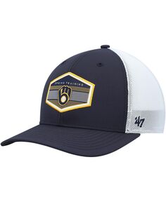 Мужская темно-синяя белая кепка Milwaukee Brewers Spring Training Burgess Trucker Snapback &apos;47 Brand