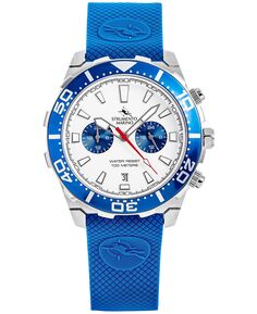 Мужские часы Skipper с синим силиконовым ремешком и двумя часовыми поясами, 44 мм Strumento Marino