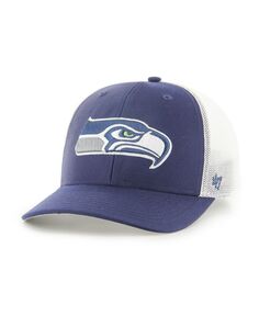 Мужская темно-синяя и белая кепка Seattle Seahawks Trophy Trucker Flex Hat &apos;47 Brand