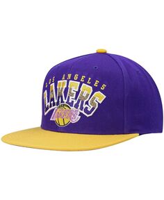 Мужская фиолетово-золотая кепка Snapback Los Angeles Lakers из твердой древесины с надписью с градиентом Mitchell &amp; Ness