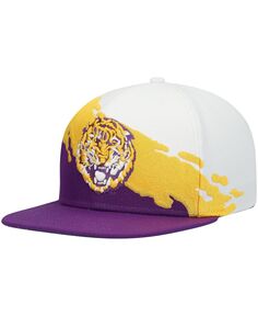 Мужская фиолетово-белая кепка LSU Tigers Paintbrush Snapback Mitchell &amp; Ness
