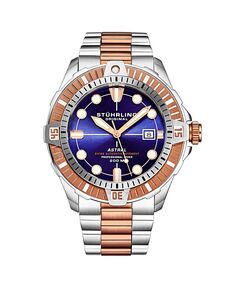 Мужские часы Aquadiver, серебристая нержавеющая сталь, фиолетовый циферблат, круглые часы 45 мм Stuhrling