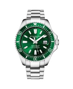 Мужские часы Aquadiver, серебристая нержавеющая сталь, зеленый циферблат, круглые часы 42 мм Stuhrling