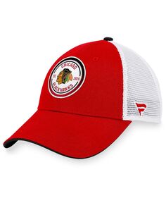 Мужская фирменная красно-белая кепка Chicago Blackhawks Iconic Gradient Trucker Snapback Fanatics