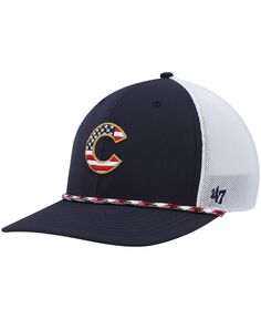 Мужская темно-синяя, белая кепка с флагом Chicago Cubs Trucker Snapback &apos;47 Brand