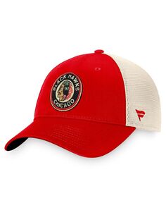 Мужская фирменная красно-коричневая кепка Chicago Blackhawks Original Six Mesh Snapback Fanatics