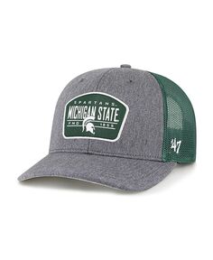 Мужская угольная кепка Michigan State Spartans Slate Trucker Snapback &apos;47 Brand