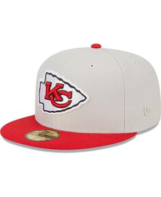 Мужская хаки, красная нашивка чемпионов Kansas City Chiefs Super Bowl 59FIFTY, облегающая шляпа New Era