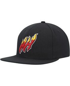 Мужская черная базовая шляпа Snapback из твердой древесины Miami Heat Classics Essentials в тон Mitchell &amp; Ness