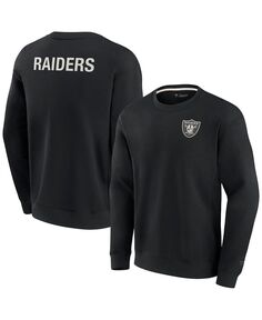 Мужской и женский черный супермягкий пуловер Las Vegas Raiders Crew Sweatshirt Fanatics Signature