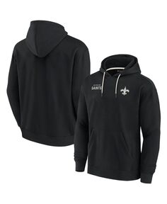 Мужской и женский черный супермягкий флисовый пуловер с капюшоном New Orleans Saints Fanatics Signature