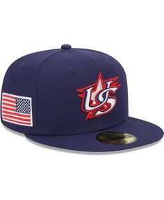 Мужская бейсболка темно-синего цвета USA Baseball 2023 World Baseball Classic 59FIFTY с приталенной кепкой New Era